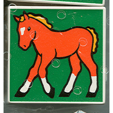 white duplo tile 2 x 2 x 1 with horse mosaic picture 12 pattern