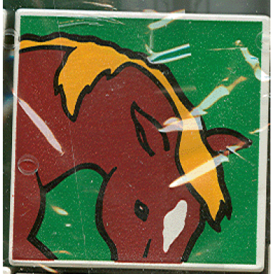 white duplo tile 2 x 2 x 1 with horse mosaic picture 15 pattern