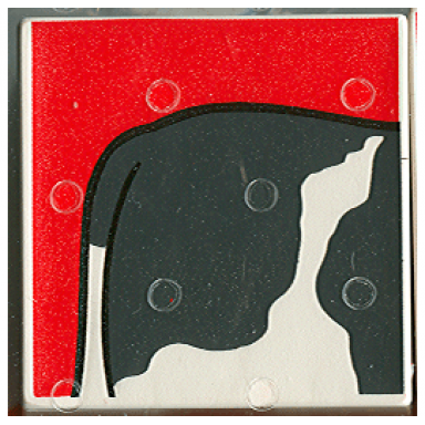 white duplo tile 2 x 2 x 1 with cow mosaic picture 01 pattern