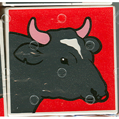 white duplo tile 2 x 2 x 1 with cow mosaic picture 03 pattern