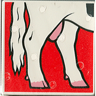 white duplo tile 2 x 2 x 1 with cow mosaic picture 04 pattern
