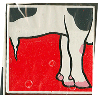 white duplo tile 2 x 2 x 1 with cow mosaic picture 05 pattern
