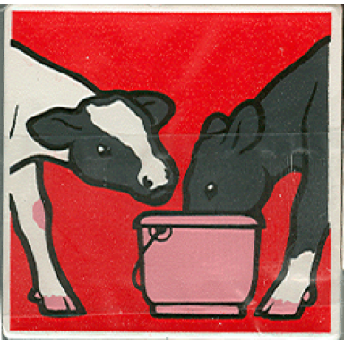 white duplo tile 2 x 2 x 1 with cow mosaic picture 08 pattern