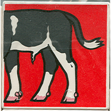 white duplo tile 2 x 2 x 1 with cow mosaic picture 09 pattern