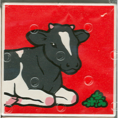 white duplo tile 2 x 2 x 1 with cow mosaic picture 11 pattern