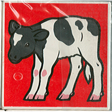 white duplo tile 2 x 2 x 1 with cow mosaic picture 12 pattern