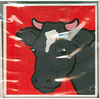 white duplo tile 2 x 2 x 1 with cow mosaic picture 13 pattern