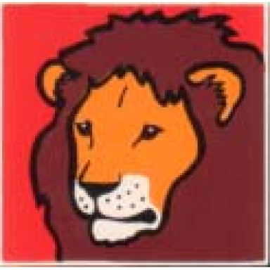 white duplo tile 2 x 2 x 1 with lion mosaic picture 01 pattern