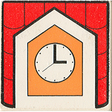 white duplo tile 2 x 2 x 1 with town mosaic picture 01 pattern