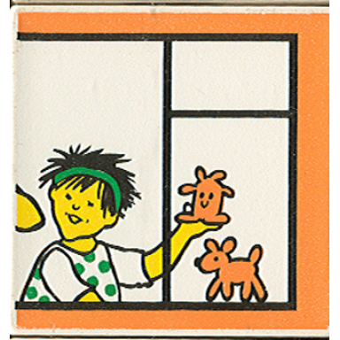 white duplo tile 2 x 2 x 1 with town mosaic picture 09 pattern