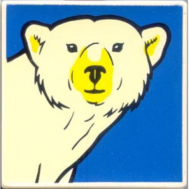 white duplo tile 2 x 2 x 1 with polar bear mosaic picture 03 pattern
