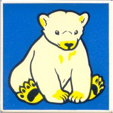 white duplo tile 2 x 2 x 1 with polar bear mosaic picture 07 pattern