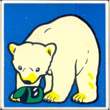 white duplo tile 2 x 2 x 1 with polar bear mosaic picture 08 pattern