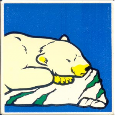 white duplo tile 2 x 2 x 1 with polar bear mosaic picture 11 pattern