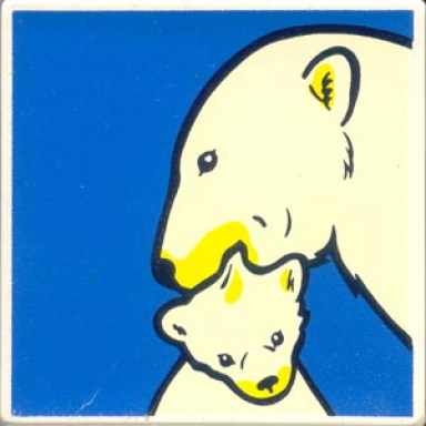 white duplo tile 2 x 2 x 1 with polar bear mosaic picture 13 pattern