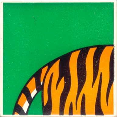 white duplo tile 2 x 2 x 1 with tiger mosaic picture 01 pattern