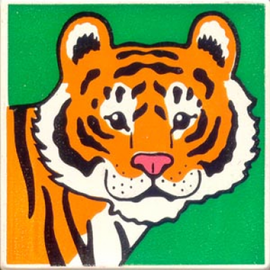 white duplo tile 2 x 2 x 1 with tiger mosaic picture 03 pattern