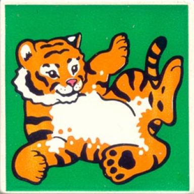white duplo tile 2 x 2 x 1 with tiger mosaic picture 10 pattern