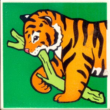 white duplo tile 2 x 2 x 1 with tiger mosaic picture 11 pattern
