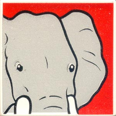 white duplo tile 2 x 2 x 1 with elephant mosaic picture 03 pattern