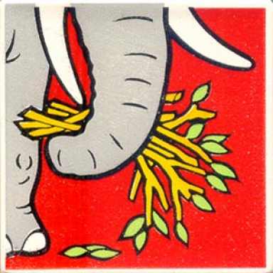 white duplo tile 2 x 2 x 1 with elephant mosaic picture 06 pattern