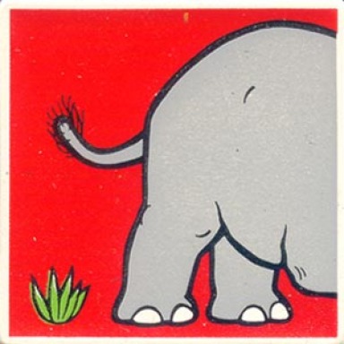 white duplo tile 2 x 2 x 1 with elephant mosaic picture 07 pattern