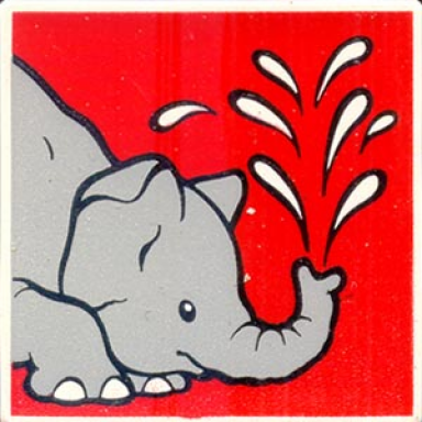 white duplo tile 2 x 2 x 1 with elephant mosaic picture 08 pattern