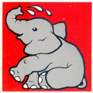 white duplo tile 2 x 2 x 1 with elephant mosaic picture 09 pattern