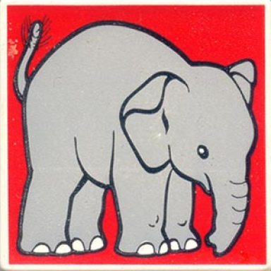 white duplo tile 2 x 2 x 1 with elephant mosaic picture 10 pattern