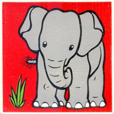white duplo tile 2 x 2 x 1 with elephant mosaic picture 11 pattern