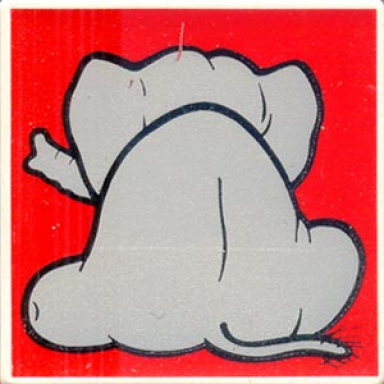 white duplo tile 2 x 2 x 1 with elephant mosaic picture 12 pattern