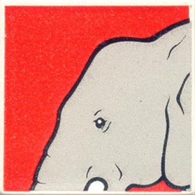 white duplo tile 2 x 2 x 1 with elephant mosaic picture 13 pattern