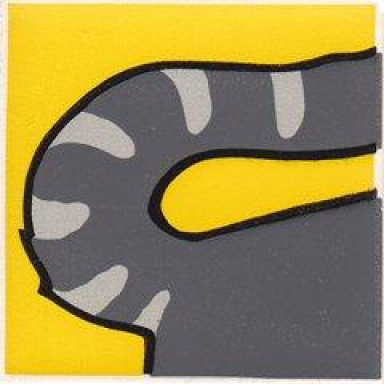 white duplo tile 2 x 2 x 1 with cat mosaic picture 01 pattern