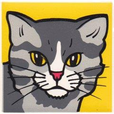 white duplo tile 2 x 2 x 1 with cat mosaic picture 03 pattern
