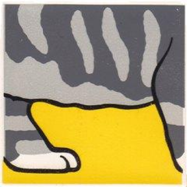 white duplo tile 2 x 2 x 1 with cat mosaic picture 05 pattern