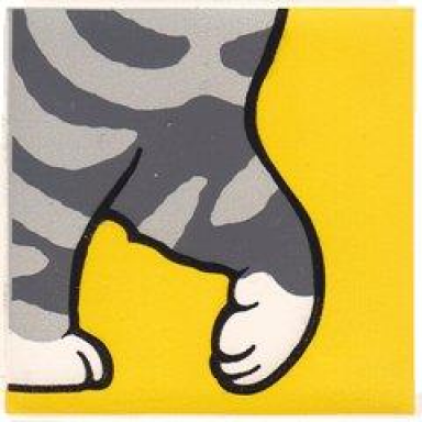 white duplo tile 2 x 2 x 1 with cat mosaic picture 06 pattern