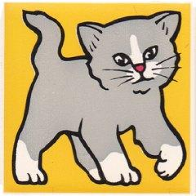 white duplo tile 2 x 2 x 1 with cat mosaic picture 07 pattern