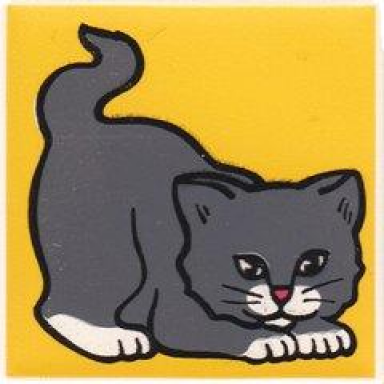 white duplo tile 2 x 2 x 1 with cat mosaic picture 08 pattern