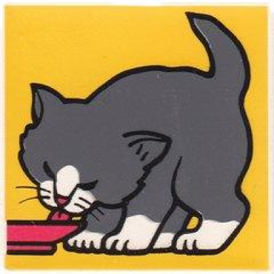 white duplo tile 2 x 2 x 1 with cat mosaic picture 11 pattern