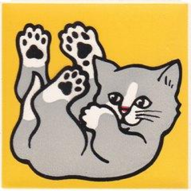 white duplo tile 2 x 2 x 1 with cat mosaic picture 12 pattern