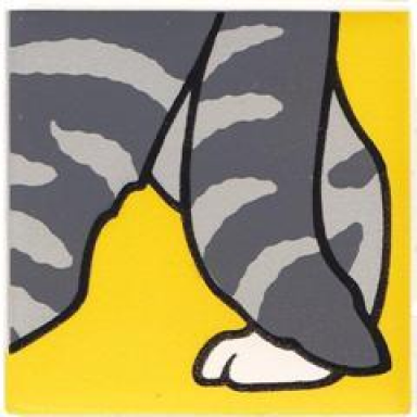 white duplo tile 2 x 2 x 1 with cat mosaic picture 18 pattern
