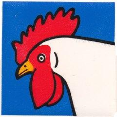 white duplo tile 2 x 2 x 1 with chicken mosaic picture 01 pattern