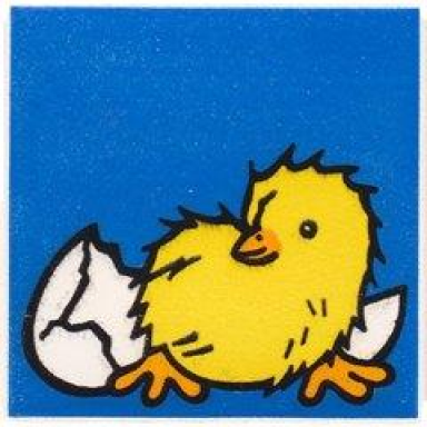 white duplo tile 2 x 2 x 1 with chicken mosaic picture 08 pattern