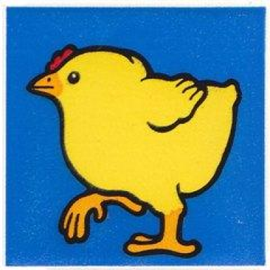 white duplo tile 2 x 2 x 1 with chicken mosaic picture 09 pattern