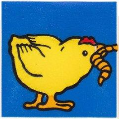 white duplo tile 2 x 2 x 1 with chicken mosaic picture 11 pattern