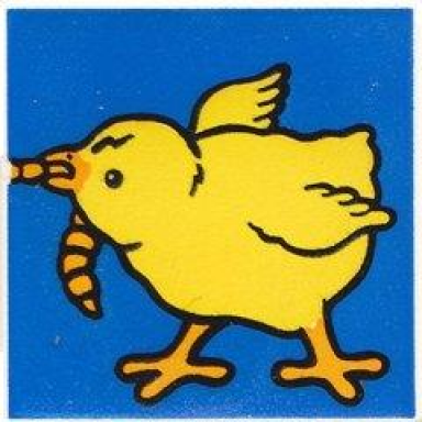 white duplo tile 2 x 2 x 1 with chicken mosaic picture 12 pattern