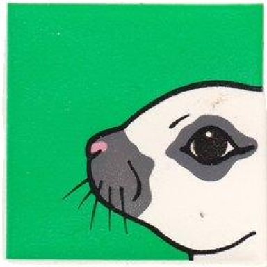 white duplo tile 2 x 2 x 1 with rabbit mosaic picture 01 pattern