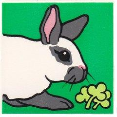 white duplo tile 2 x 2 x 1 with rabbit mosaic picture 08 pattern