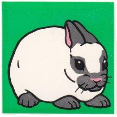 white duplo tile 2 x 2 x 1 with rabbit mosaic picture 10 pattern