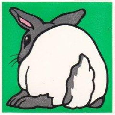white duplo tile 2 x 2 x 1 with rabbit mosaic picture 12 pattern